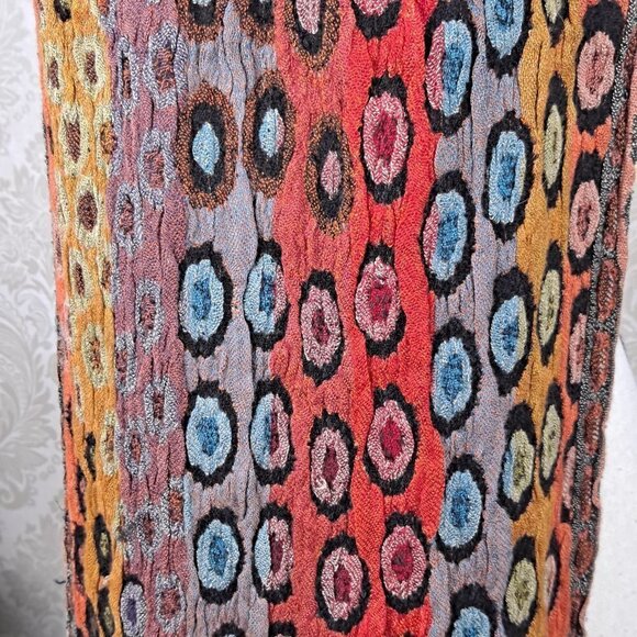 Silk Blend Oblong Scarf Fall Colors Fringed Ends Made in Nepal - Picture 2 of 10